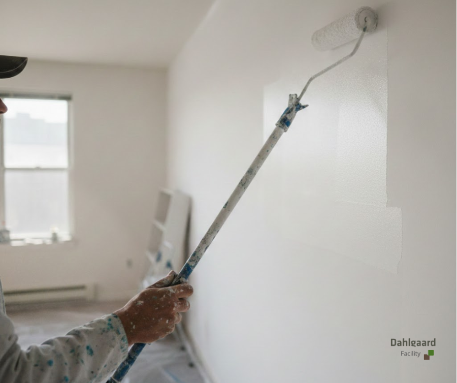 Maling af vægge i flyttelejlighed udført som en del af klargøringen