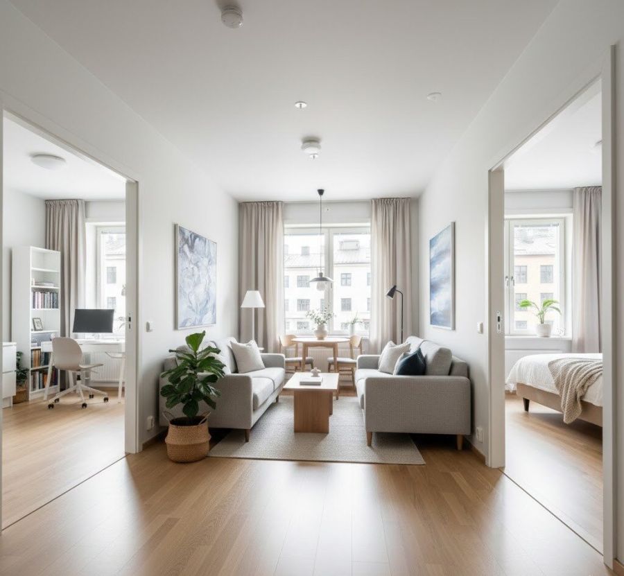 Færdigklargjort 3 værelses flyttelejlighed efter maling og istandsættelse klar til ny lejer